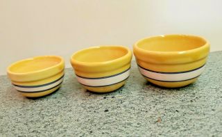 Set Of 3 Vintage Tht Miniature Doll House Yellow Ware Nesting Bowls 1994
