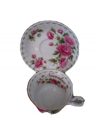 Royal Albert Tea Cup And Saucer 1970 Flower Of The Month,  November,  Chrysanthemm