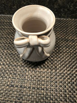 Hand Made Thrown Crafted Artisan Pottery Vase With Bow Signed By Artist 2