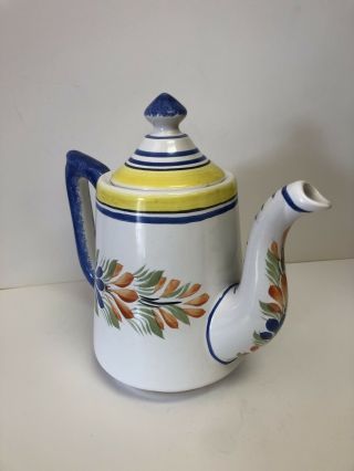 Vintage Henriot Quimper France Handled Lidded Teapot Pottery Ceramic