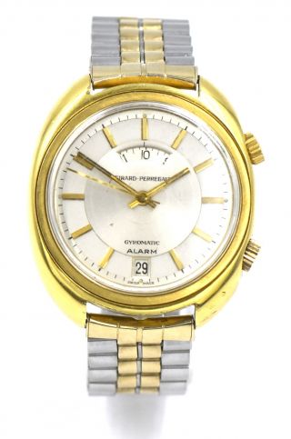 Girard Perregaux 9443 Gyromatic Date Alarm Wristwatch Gold Fill Stainless Steel