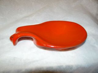 Vintage Frankoma Pottery Flame Red Orange Hanging Spoon Rest Holder Stovetop 4y