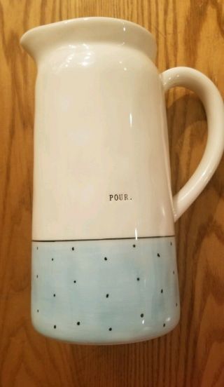 Rae Dunn By Magenta Polka Dot " Pour " Pitcher Blue.