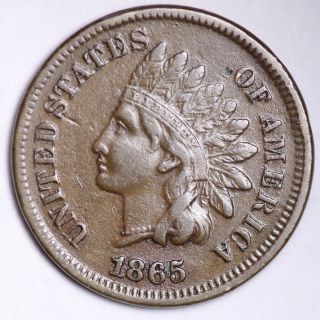 1865 Indian Head Small Cent Choice Au E113 Rnt