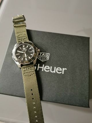 Tag Heuer Aquaracer Quartz Watch - Diameter 43 Mm Khaki Textile Strap Way101l.  Fc