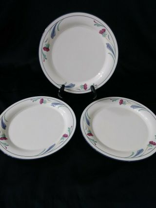 Lenox Poppies On Blue Accent Salad Plate 8 1 /4 " Set Of 3 Plates Usa