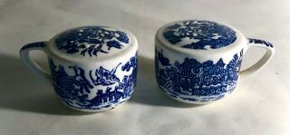 Royal China Blue Willow Handled Salt & Pepper Shakers