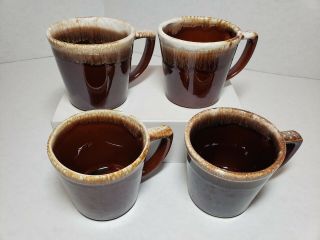 Vtg Mccoy Brown Drip Glaze 4 " D " Handle Coffee Cups Mug 8 Oz 3 1/2 " Usa Euc