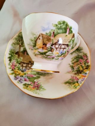 Roslyn Fine Bone China Wayside England Demitasse Cup And Saucer