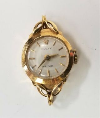 Vintage Rolex Precision 18k Yellow Gold Mechanical Ladies Wristwatch