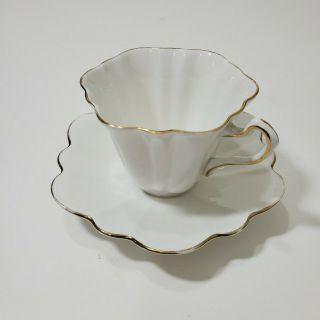 Old Vintage Rosina England Fine Bone China Cup & Saucer White And Gold Set
