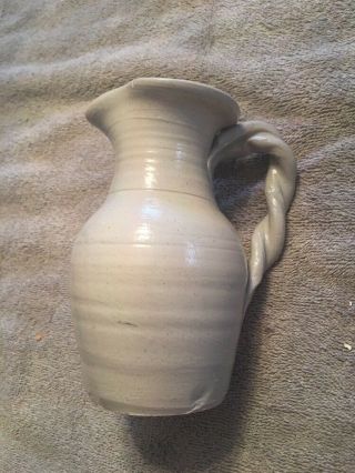 Williamsburg Salt Glaze Crock pottery pitcher 6” X 4” Blue & Clay Floral Ferns 2