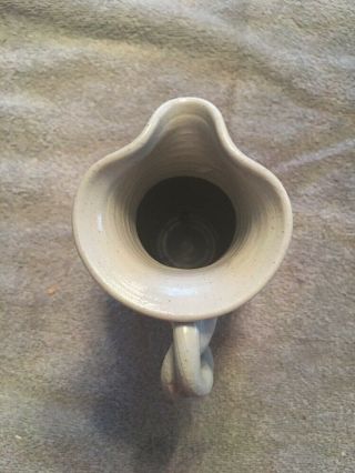 Williamsburg Salt Glaze Crock pottery pitcher 6” X 4” Blue & Clay Floral Ferns 3