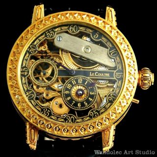 Skeleton Regulateur Noble Design Mens Wristwatch With Vintage Lecoultre Movement