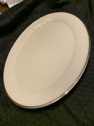 Retired Lenox China Moonspun 16” Oval Serving Platter Made In Usa