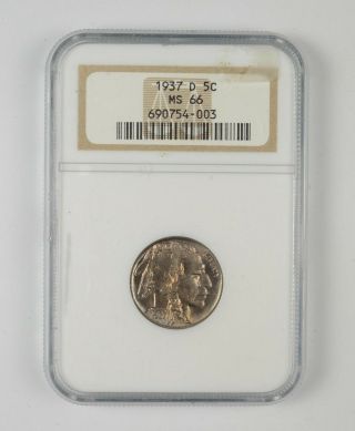 Ms66 1937 - D Indian Head Buffalo Nickel - Graded Ngc 026