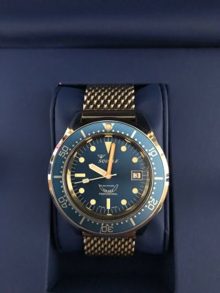 Squale 1521 50 Atmos Blue Dial Polished Case 500 Meter Automatic Dive Watch