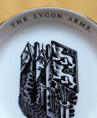 THE LYGON ARMS BROADWAY WORCESTERSHIRE PORCELAIN DISH,  CROWN STAFFORDSHIRE 2