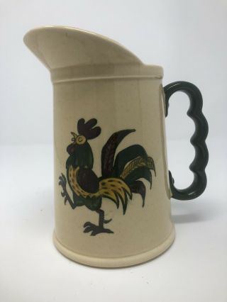 Vintage Metlox Poppytrail Rooster Chicken Pitcher Carafe California Decorative