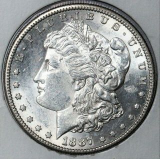 1887 - S $1 Morgan Silver Dollar Choice Au,  /bu Tough Date Gorgeous Coin