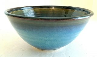 Studio Pottery Bowl Blue Green Brown 3 " H 6.  5 " Diam Signed Morris? Euc
