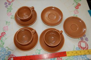 Vtg Iroquois Casual China Russel Wright 3 Cups & 5 Saucers Ripe Apricot