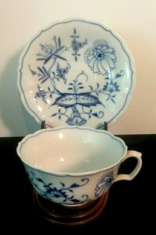 Circa 1900 Meissen Blue Onion Pattern Tea Cup & Saucer