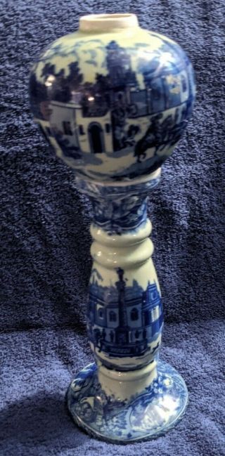 Vintage Tall Porcelain Victoria Ware Ironstone Flow Blue White Asian Vase