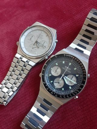 Seiko 7a28 - 7039 “synchro Timer” Plus 7a28 - 7079 " Grey Ghost " 2 Watches.