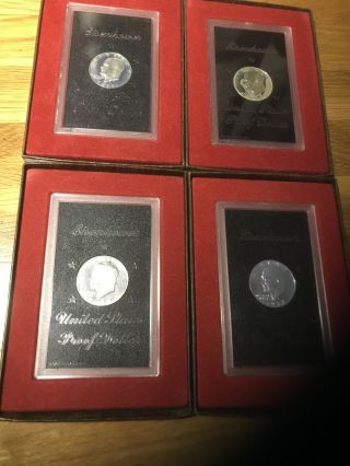 Four Eisenhower Brown Box Proofs.  1971 1972 1973 And 1974 In Boxes