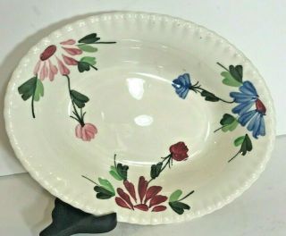 Vtg Blue Ridge Vegetable Bowl Southern Pottery Hand Painted Blue Pink Floral