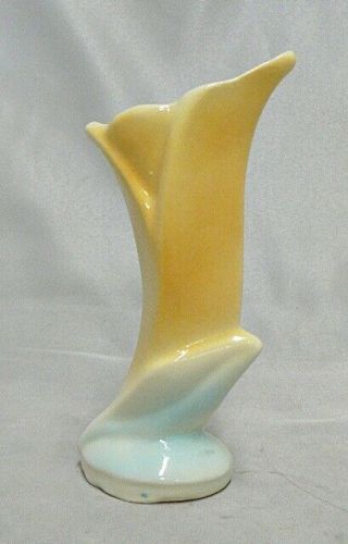 Vintage Shawnee Pottery Yellow & Blue Mini Vase