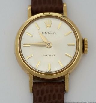 Signed Rolex Ladies Vintage 18k Gold Large Wrist Watch