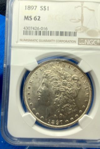 Ngc Ms - 62 1897 Beauty $1 Silver Morgan Dollar Not Peace Nr Coin