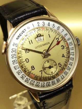 Vintage & Fine Ulysse Nardin Triple Calendar Hand Winding 1950 Wristwatch