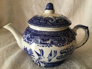 Blue Willow Pattern Small Teapot Staffordshire W Adams & Sons England