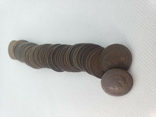 Roll Of 50 Unsearched Indian Head Cents Penny Assorted Dates