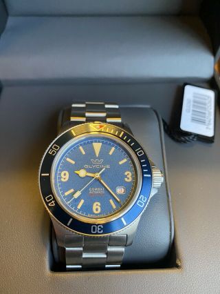 Glycine Mens Combat Sub Vintage Gl0260 42mm Dark Blue Dial Bracelet Watch