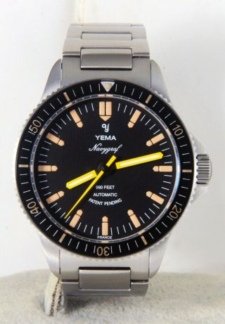 Yema Navygraf Heritage 39mm Divers Watch With Box/papers/rubber Tropic Strap.