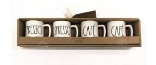 Rae Dunn Mini Espresso Mugs (set Of 4) Gift Set Card And Ribbon Magenta