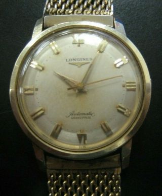 VINTAGE 14K Longines Grand Prize Automatic Watch (STAINLESS STEEL STRAP) 2