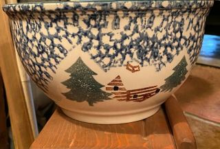 Large Folk Craft Cabin In The Snow 10 5/8 " X 6 " Serving Bowl By Tienshan