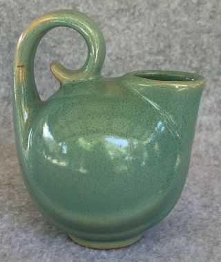 Vintage Dryden Pottery Miniature Pitcher Vase 4 " Molted Turquoise Glaze Ex