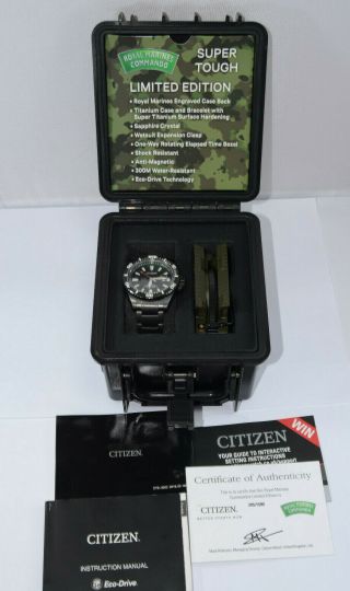 Mens Citizen Royal Marines Commando Watch & Compass Ltd Edition 205/1500