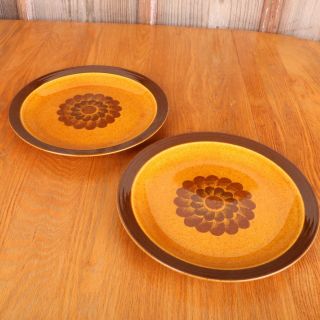 2 Vintage Homer Laughlin Yellow Decostone Dinner Plates By Andre Ponche Chipped