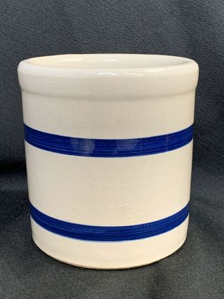 Vintage Robinson Ransbottom Pottery R.  R.  P.  Co 303 - E Blue Band Crock Roseville 1qt