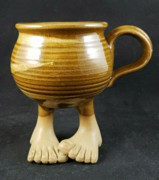 Vintage Muddy Waters 1984 Pottery Mug / Planter With Legs And Bare Feet