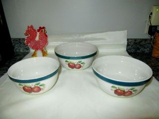 CASUALS BY CHINA PEARL SET OF 3 NESTING BOWLS with APPLES 8X7X6 