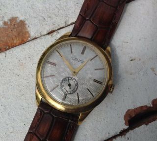 Vintage ULYSSE NARDIN Gold Plated DRESS Wrist Watch.  Textured Dial.  c.  1950 ' s 3