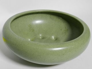 Vintage Haeger Pottery 3758 Sage Green Speckled Footed Bowl 8 " Vt2933